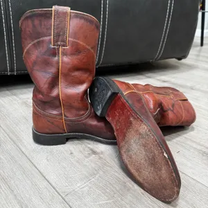 Justin‎ Womens L3163 Leather Roper Boots Brown Western Round Toe Size 6 B thumbnail 9
