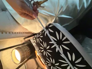 Kate Spade New York Floral Canvas Wood Handle Satchel Tote Bag Black White thumbnail 6