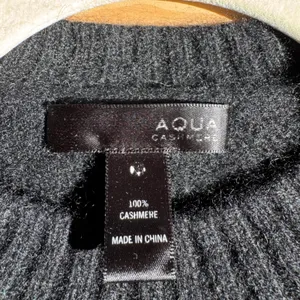 AQUA 100% Cashmere Crewneck Sweater Side Zip Detail Women's Small Black Casual thumbnail 5