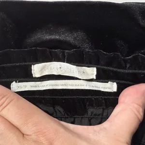 Urban Outfitters Womens Black Plush Velvet‎ Smocked Ruffle Sleeve Mini Dress XS thumbnail 7