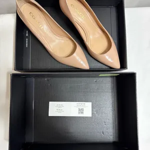 Coach Pumps Heels Women Nude Leather Pointed Toe Pumps w Gold Beaded Trim 8 thumbnail 8