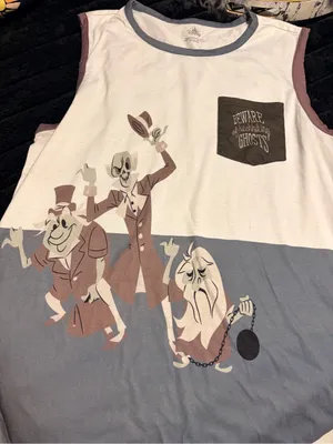 Disney Haunted Mansion Two-Tone Ghosts Sleeveless Tank Top in White and Blue thumbnail 1