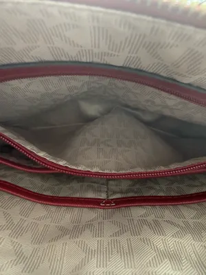 Micheal kors red leather tote bag purse large thumbnail 6