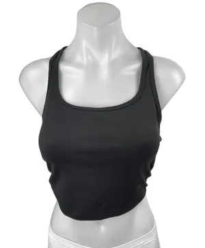 CRZ Yoga Black Sleeveless Racerback Sports Bra Crop Tank Top Sz M thumbnail 1