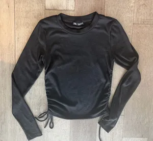 Zara Black Ribbed Knit Top thumbnail 1