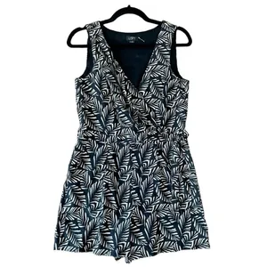 Loft tropical palm leaf black and white romper 2 thumbnail 3