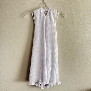 NEW Lulus Pretty Aura White Satin Plisse Mock Neck Mini Swing Summer Dress Sz XS thumbnail 10