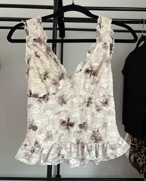 Floral lace tank top White thumbnail 1