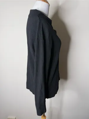 Uniqlo Black Rib Knit Polo thumbnail 6
