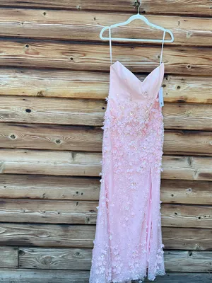 MAC DUGGAL Pink Size 8 3D Floral Strapless Sweetheart Gown With Slit Dress thumbnail 5