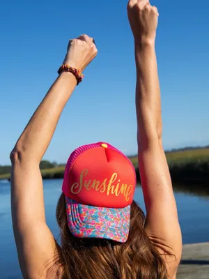 New Natural Life Sunshine Pink Adjustable Vented Mesh Trucker Hat thumbnail 2