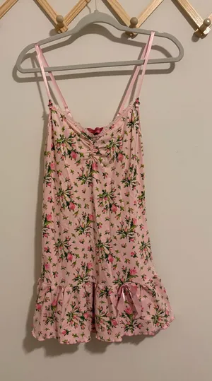 Betsey Johnson Intimates Pink Floral Mini Dress size Small thumbnail 1