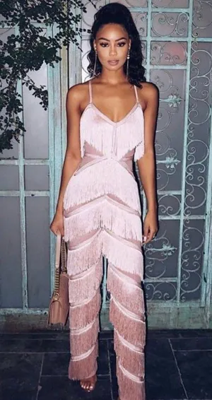 Marcella Fringe Pink jumpsuit thumbnail 1