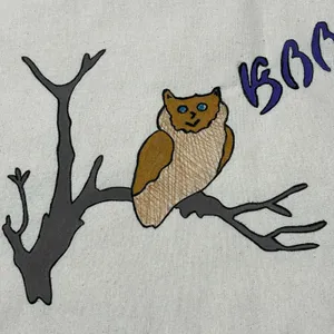 Handmade Hand Painted Halloween Owl Cotton Tote Bag thumbnail 3