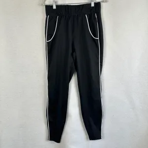 Gymshark Black Joggers Athletic Track Pants White Piping Logo‎ Womens Small thumbnail 2