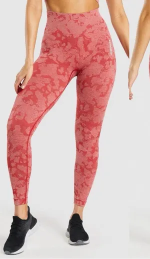 Gymshark Adapt Camo Seamless Leggings w Butt Scrunch in Red Camo ~ Size L 💚🍄 thumbnail 1
