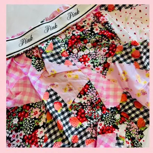 PINK VICTORIA’S SECRET Silky Pajama Shorts Patchwork Gingham Berries Floral M thumbnail 6