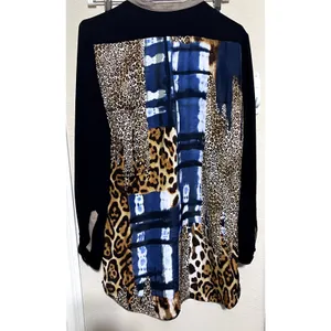 Alberto Makali Tunic Top Small Leopard Animal Print Tie Dye Long Sleeve Blouse thumbnail 6