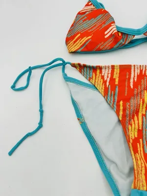 Hurley Teal Orange Bikini Size Small Halter Tie Swimwear Two Piece thumbnail 6