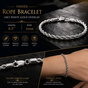 Unisex 14KT white Gold Overlay Bracelet Length: 8.5" Wide: 6mm thumbnail 2