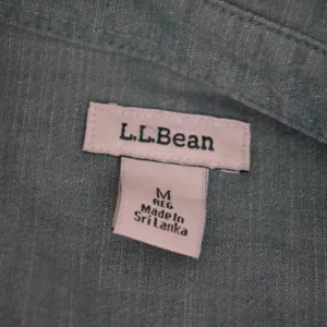Ladies' LL Bean Green Stretch Cotton Long Sleeve Button Up Shirt Medium thumbnail 2