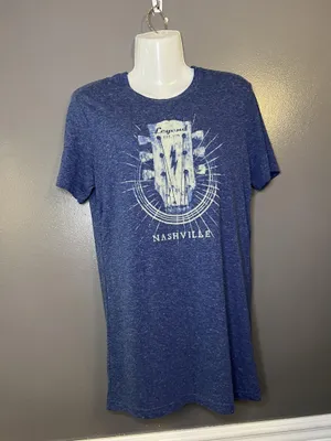 Nashville Legend Guitar Shirt Womens Medium Blue Graphic Music Tee Soft Triblend thumbnail 1