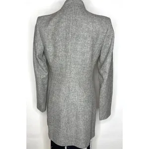 Zara Basic Grey Shetland Wool Coat Stand Collar Tailored Jacket Small Gray thumbnail 4