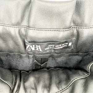 ZARA Faux Leather‎ Belted Mini Skirt Women's Size M Black Moto Chic thumbnail 5