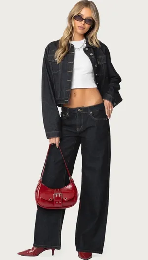 Edikted Dark Wash Jeans Low-Rise thumbnail 1