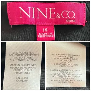 Nine & Co Aline Dress Cap Sleeves Black White Polka Dot Boatneck Women’s Size 14 thumbnail 11