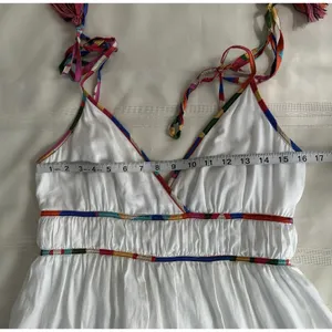 Antonio Melani Keri Tiered Dress White Cotton Rainbow Trim Size 8 Women’s thumbnail 7