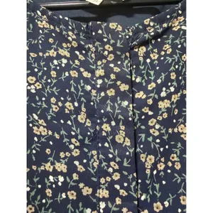 Bohme Navy Blue Floral Tiered Midi Dress Long Sleeve Smocked Cuffs Womens Size M thumbnail 7