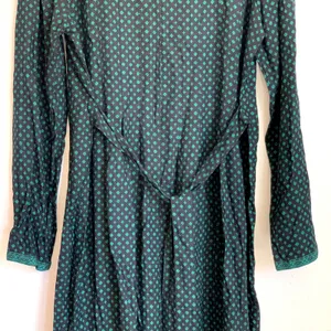 Sarah Elizabeth Vintage Green Black Diamond Print Rayon Cottagecore Dress Size 8 thumbnail 5