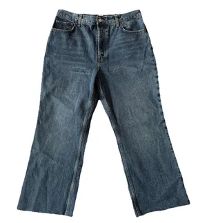 We The Free High Rise Wide Leg Jeans‎ Size 31 Blue Raw Hem Boho thumbnail 1