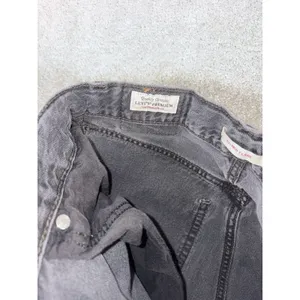 Levis‎ Premium 70s High Flare Jean Women 27x30 Black Washed Denim Big E ** thumbnail 5