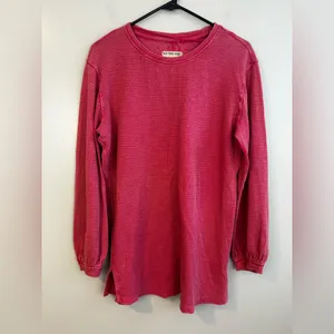 We the Free People Soul Sing Oversized Pink Long Sleeve Tee/Top Size XS thumbnail 2