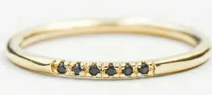 Boutique NEW Dainty Gold Plated Sterling Black‎ Synthetic Diamond Ring, Size 6 thumbnail 1