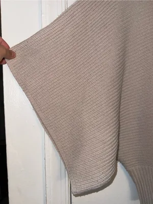 Cozy Taupe Cowl-Neck Women's Sweater Poncho thumbnail 4