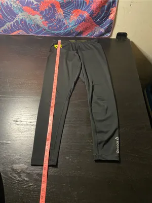 Reebok Black Leggings with Neon Yellow Logo Accent thumbnail 4