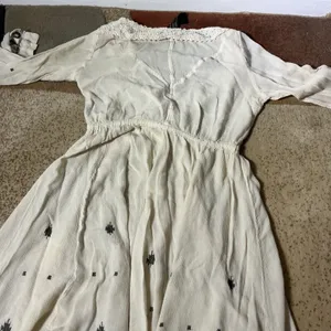 Free People New Romantics Boho Gypsy Ikat Crochet Lace Gauze Trim Boho Midi Dress XS/TP thumbnail 7