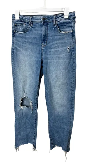 American Eagle Slim Straight‎ Jeans Distressed Ripped Raw Hem Size 12 thumbnail 1