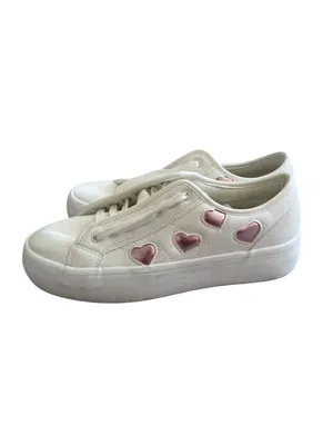 SINCERELY JULES Tag Pink White Heart Print Sneakers Size 8.5 thumbnail 2