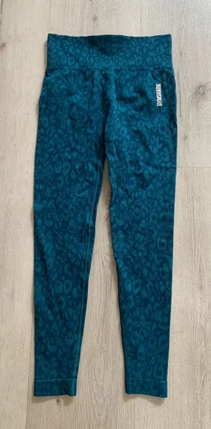 Gymshark Teal Leopard Print High-Waist Leggings thumbnail 1