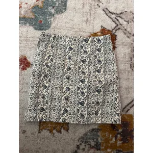 Free People Womens Floral Print Mini Skirt Cream Black Boho A-Line Size 6 thumbnail 2