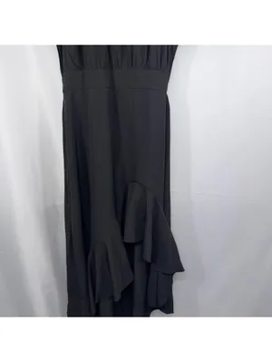 Women’s Black Sleeveless High-Low Ruffle Hem Midi Dress Size S thumbnail 3