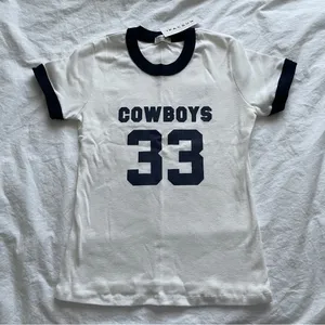 Brandy Melville John Galt cowboy 33 black sleeve white top thumbnail 2