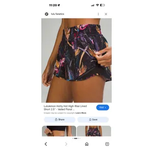 Lululemon Women Hotty Hot High-Rise Lined Short 2.5" Veiled Floral‎ Black Multi thumbnail 3