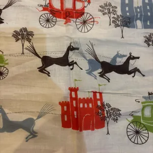 Kimball‎ Pat Prichard Designer Hanky Horses Carriages Castles Original Vintage thumbnail 4
