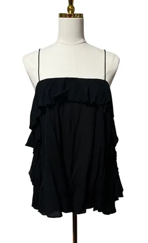 Free People Intimately Black Tiered Ruffle Cami Tank Top Size Medium thumbnail 1