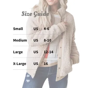 Sherpa Fleece Jacket Warm Long Sleeve Button Down Fuzzy Faux Wool with Pockets S thumbnail 7